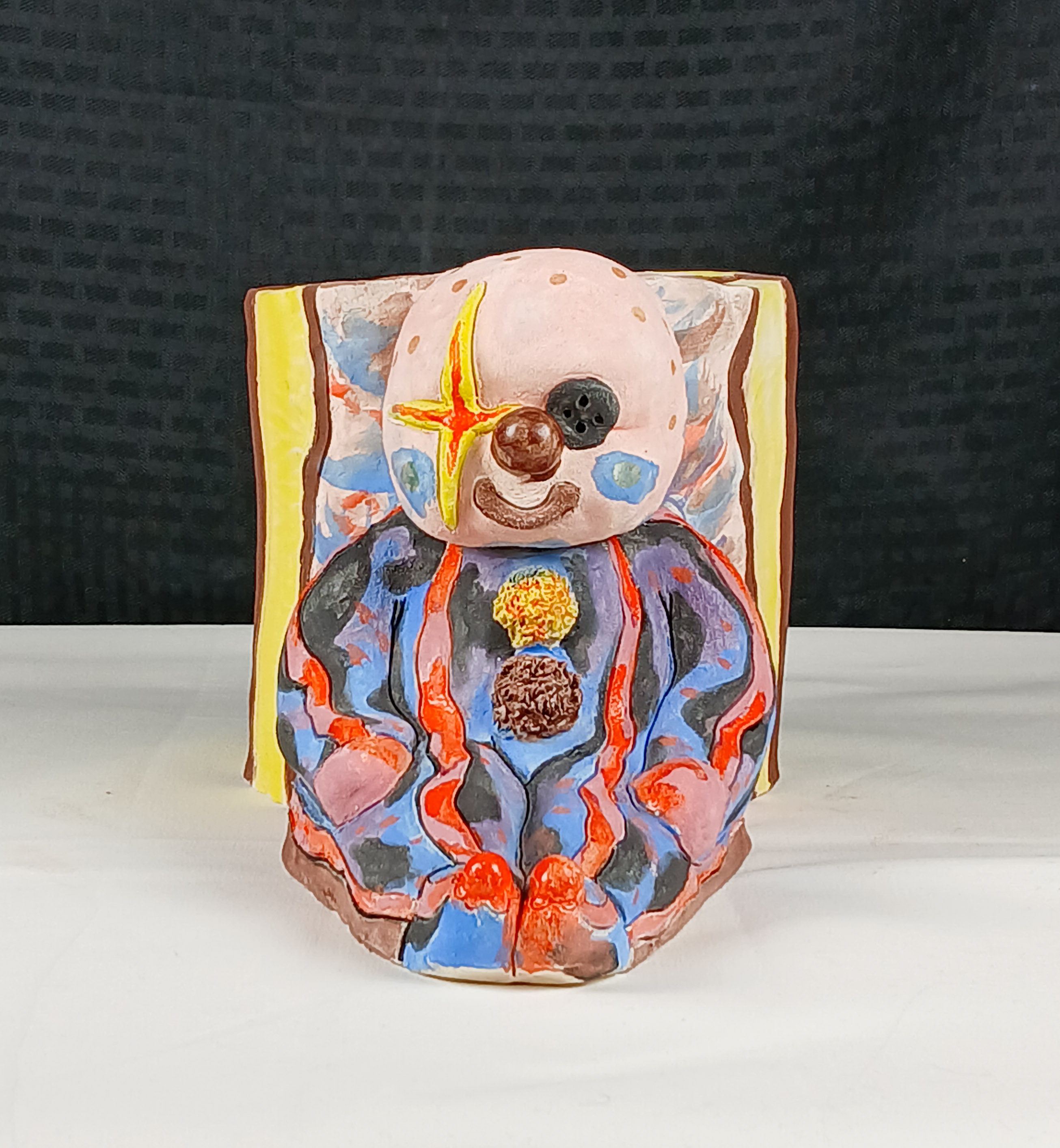 Ceramic Piece Entitled CLown Container